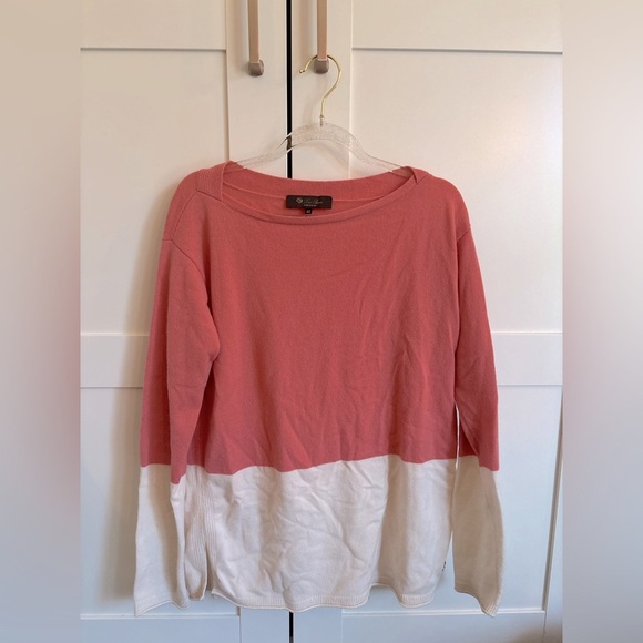 Loro Piana 100% cashmere boatneck bateau colorblock knit sweater size 42
